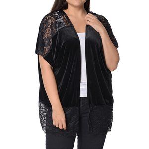 Faux velvet , lace kimono (#EV1026)